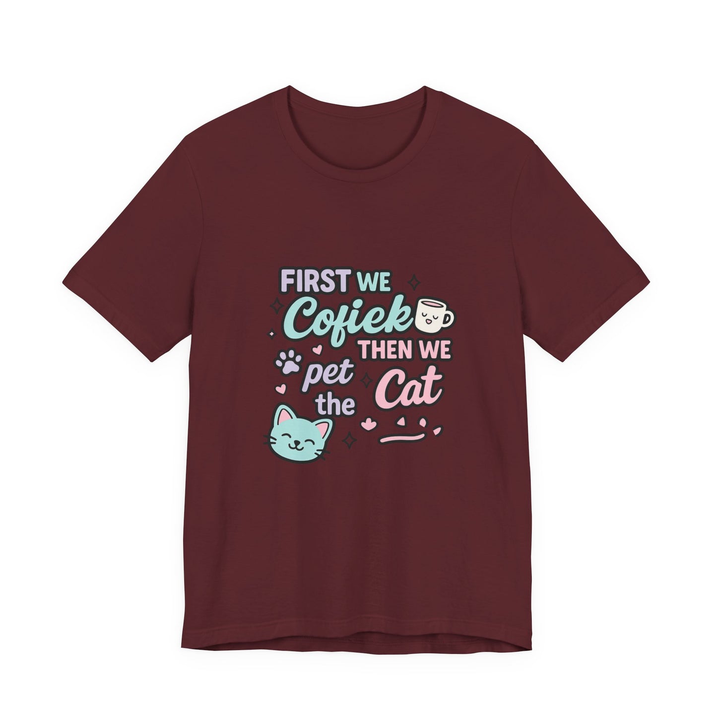Cute Cat Lover Tee, Coffee Shirt, Pet Lover Gift, Animal Shirt, Cat Lover Apparel, Unisex T-Shirt