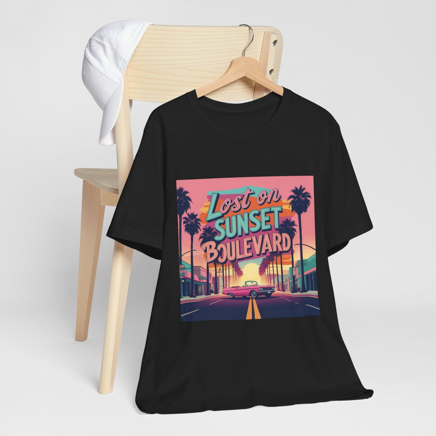 Retro Sunset Boulevard Tee - Unisex Jersey Short Sleeve T-Shirt, Vintage Vibe, Perfect for Summer, Road Trip Gift, Casual Wear, Beach Days