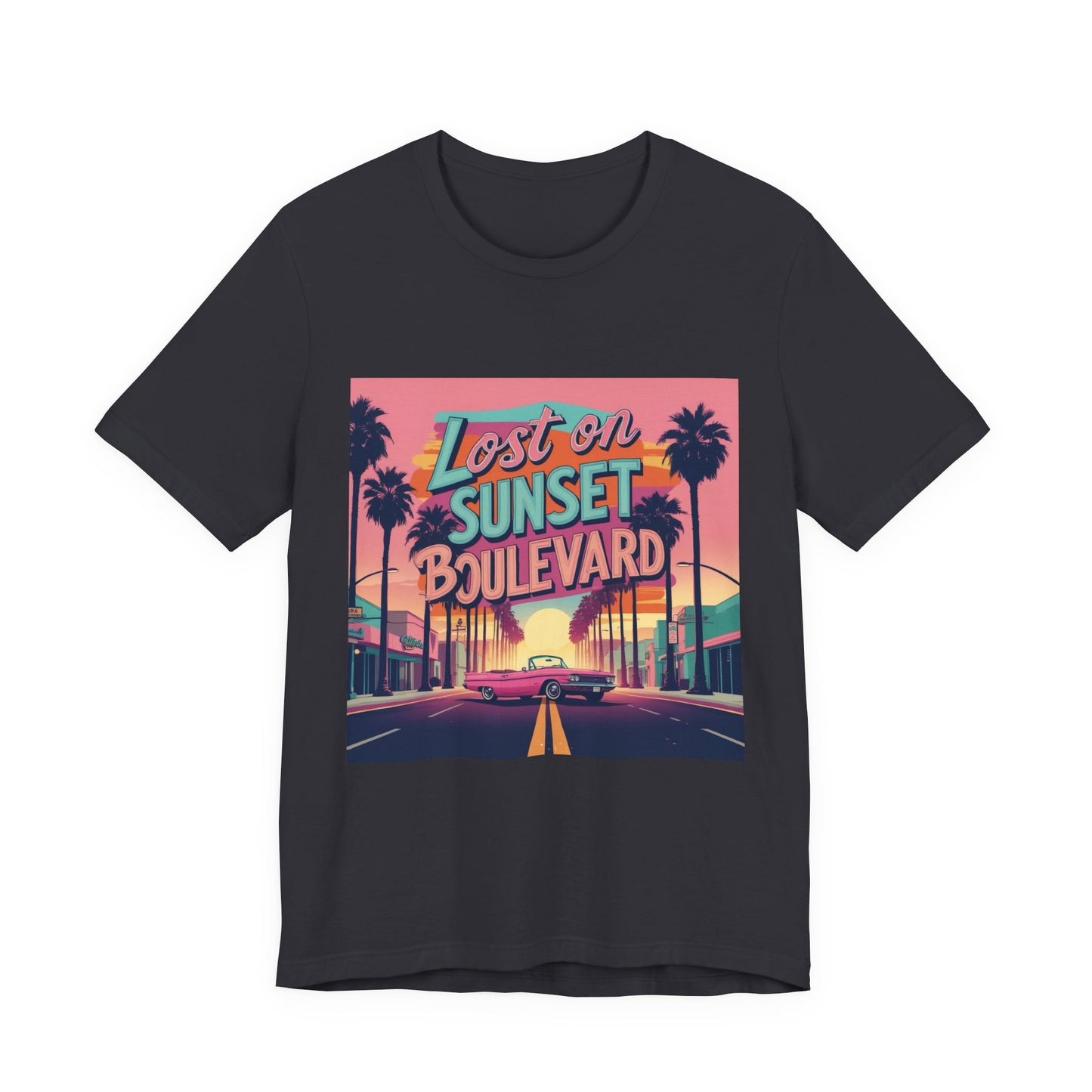 Retro Sunset Boulevard Tee - Unisex Jersey Short Sleeve T-Shirt, Vintage Vibe, Perfect for Summer, Road Trip Gift, Casual Wear, Beach Days