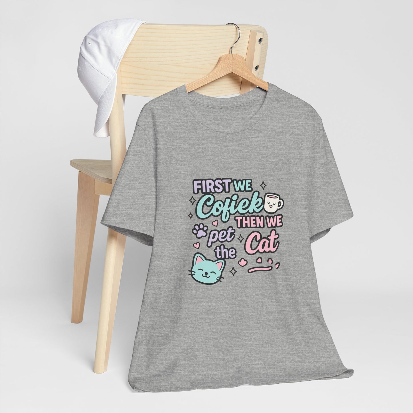 Cute Cat Lover Tee, Coffee Shirt, Pet Lover Gift, Animal Shirt, Cat Lover Apparel, Unisex T-Shirt