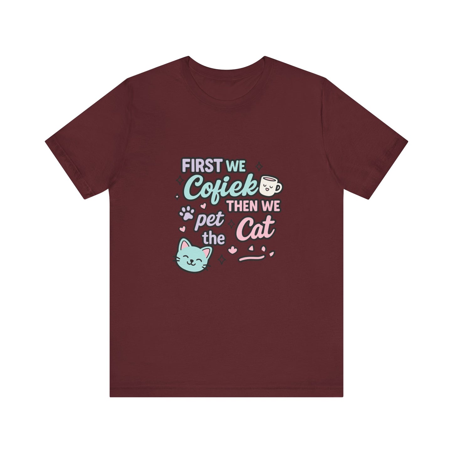 Cute Cat Lover Tee, Coffee Shirt, Pet Lover Gift, Animal Shirt, Cat Lover Apparel, Unisex T-Shirt