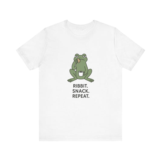 Frog Snack Vibes Unisex Tee - Fun Casual Shirt for Nature Lovers, Ribbit Snack Repeat Tee, Gift for Frog Enthusiasts, Eco-Friendly Fashion