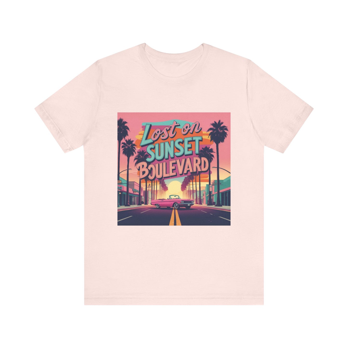 Retro Sunset Boulevard Tee - Unisex Jersey Short Sleeve T-Shirt, Vintage Vibe, Perfect for Summer, Road Trip Gift, Casual Wear, Beach Days