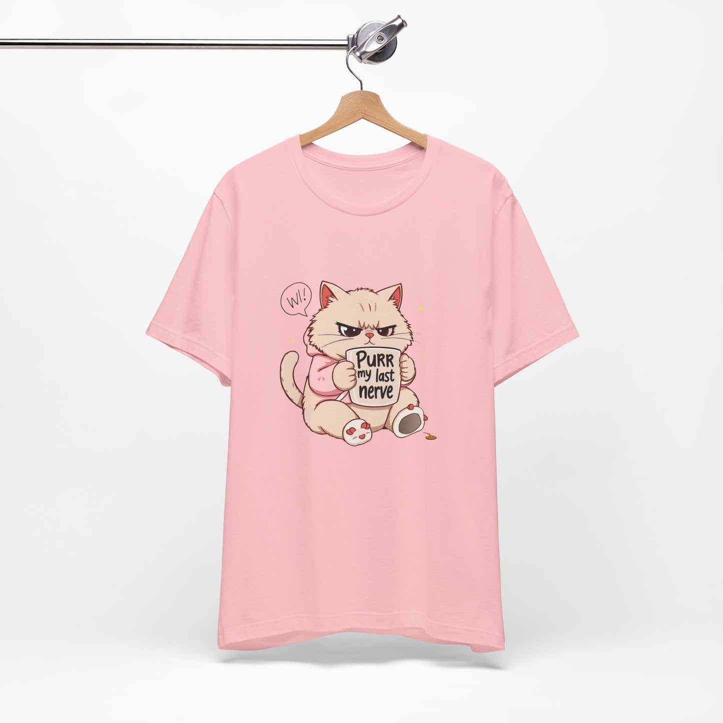 Funny Cat Tee - "Purr My Last Nerve" Unisex Jersey T-Shirt, Cute Animal Shirt, Gift for Cat Lovers, Birthday Gift, Humor Apparel