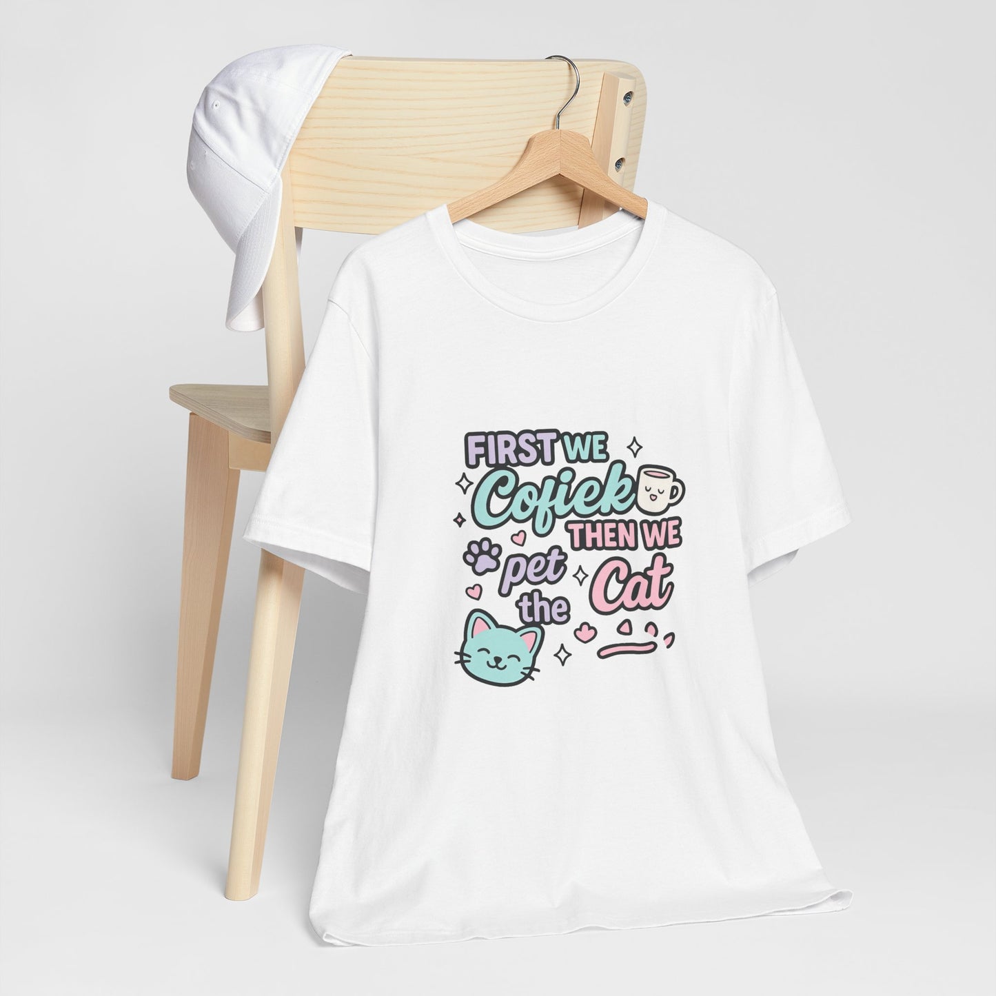 Cute Cat Lover Tee, Coffee Shirt, Pet Lover Gift, Animal Shirt, Cat Lover Apparel, Unisex T-Shirt