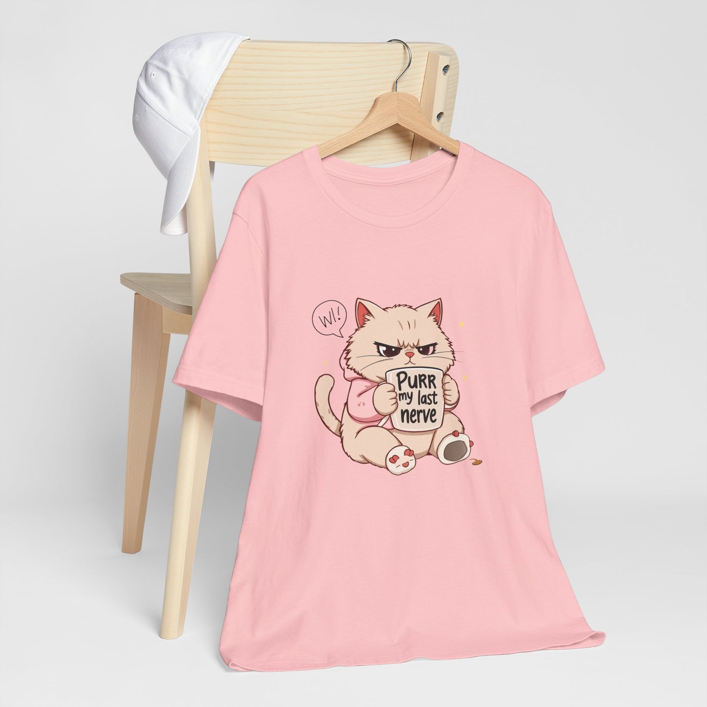 Funny Cat Tee - "Purr My Last Nerve" Unisex Jersey T-Shirt, Cute Animal Shirt, Gift for Cat Lovers, Birthday Gift, Humor Apparel