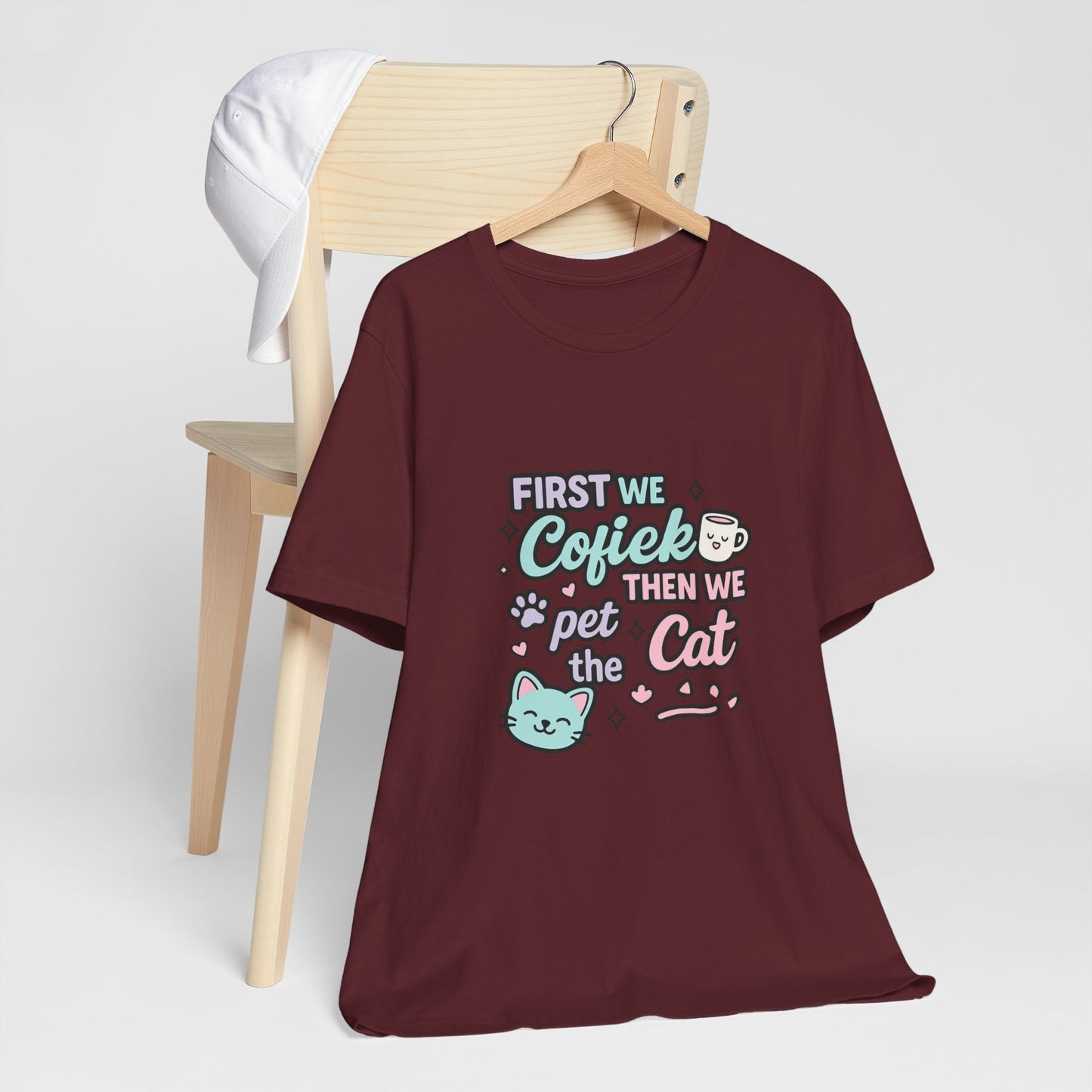 Cute Cat Lover Tee, Coffee Shirt, Pet Lover Gift, Animal Shirt, Cat Lover Apparel, Unisex T-Shirt