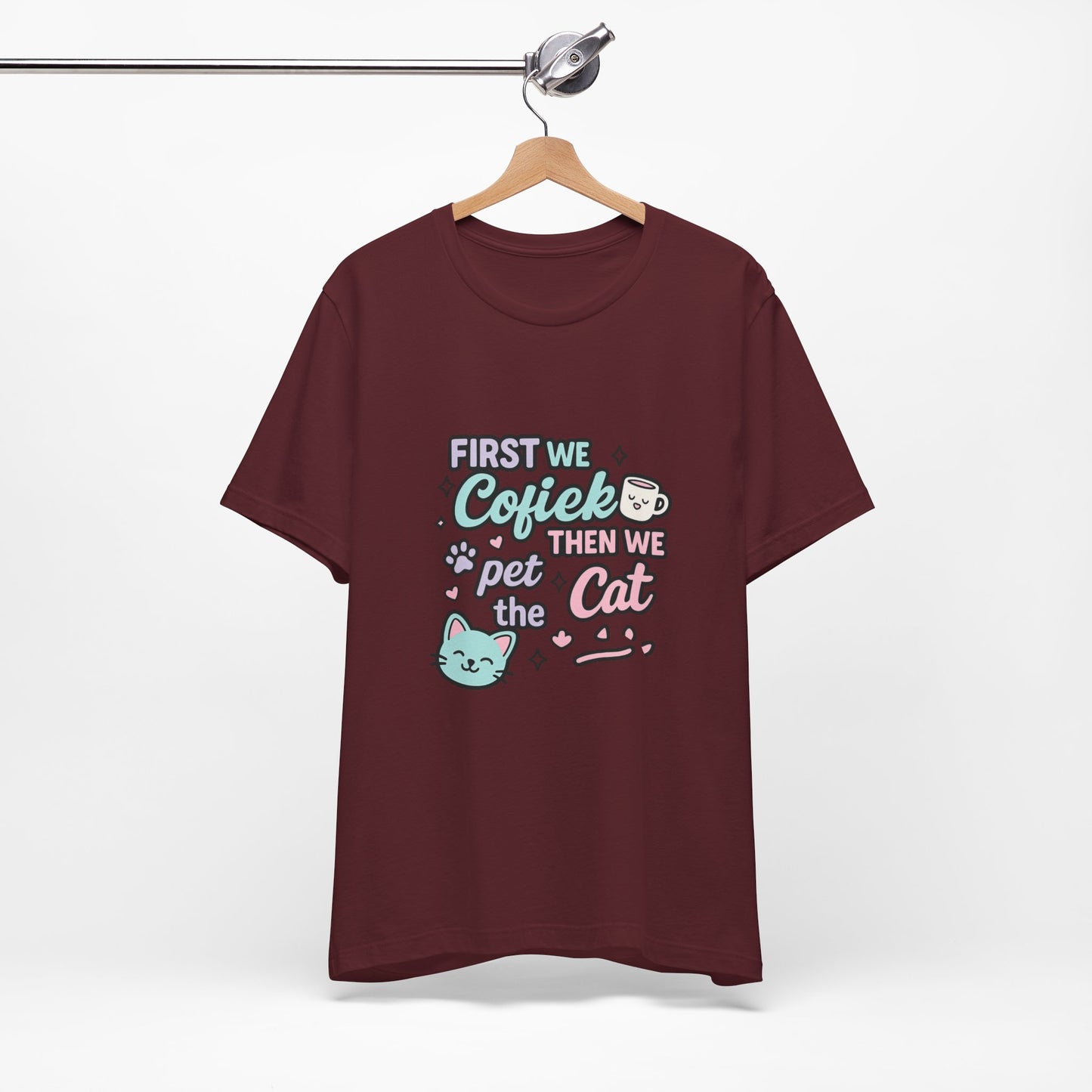 Cute Cat Lover Tee, Coffee Shirt, Pet Lover Gift, Animal Shirt, Cat Lover Apparel, Unisex T-Shirt