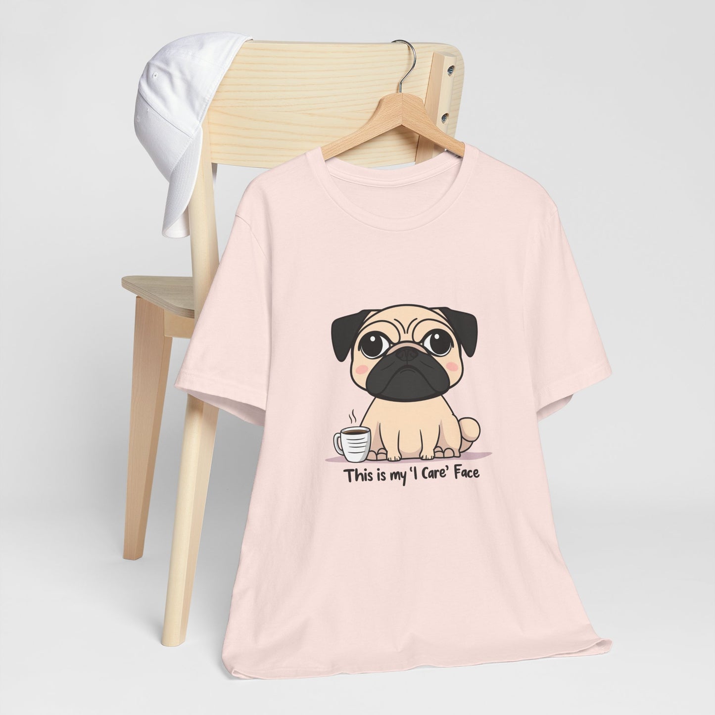 Cute Pug Tee - This is my 'I Care' Face T-Shirt, Dog Lover Gift, Animal Lover Apparel, Funny Pet T-Shirt, Casual Everyday Wear