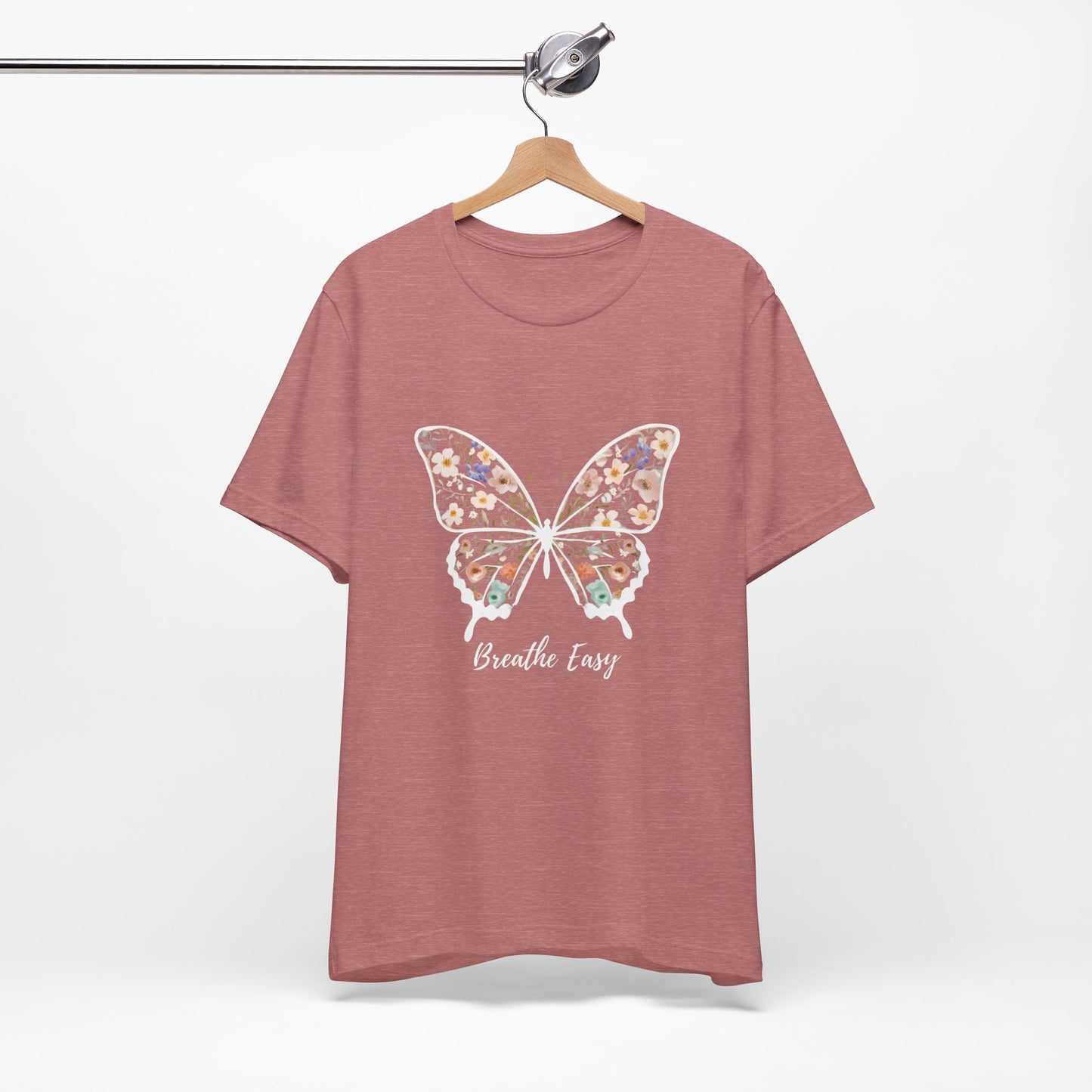 Floral Butterfly 'Breathe Easy' Tee - Relaxed Fit Unisex T-Shirt, Gift for Nature Lovers, Inspirational Shirt, Casual Wear, Summer Top