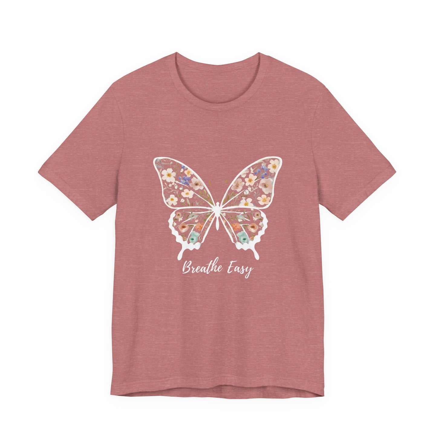 Floral Butterfly 'Breathe Easy' Tee - Relaxed Fit Unisex T-Shirt, Gift for Nature Lovers, Inspirational Shirt, Casual Wear, Summer Top