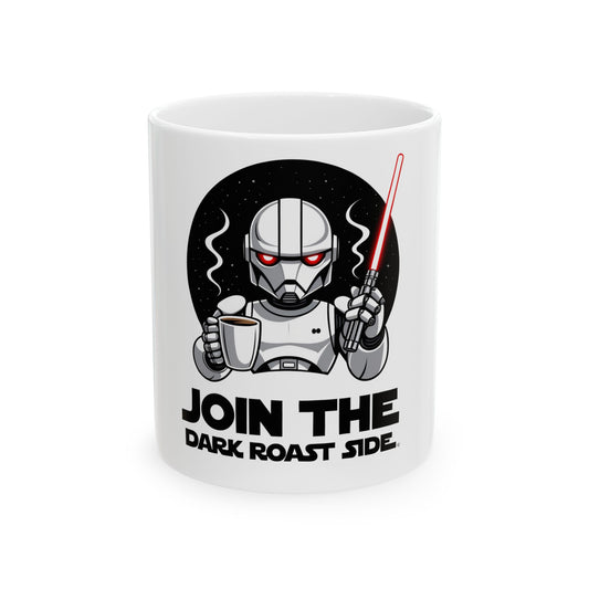 Dark Roast Side Ceramic Mug – Unique Star Wars Coffee Cup, Geek Gifts, Drinkware for Sci-Fi Fans, Fun Kitchen Decor
