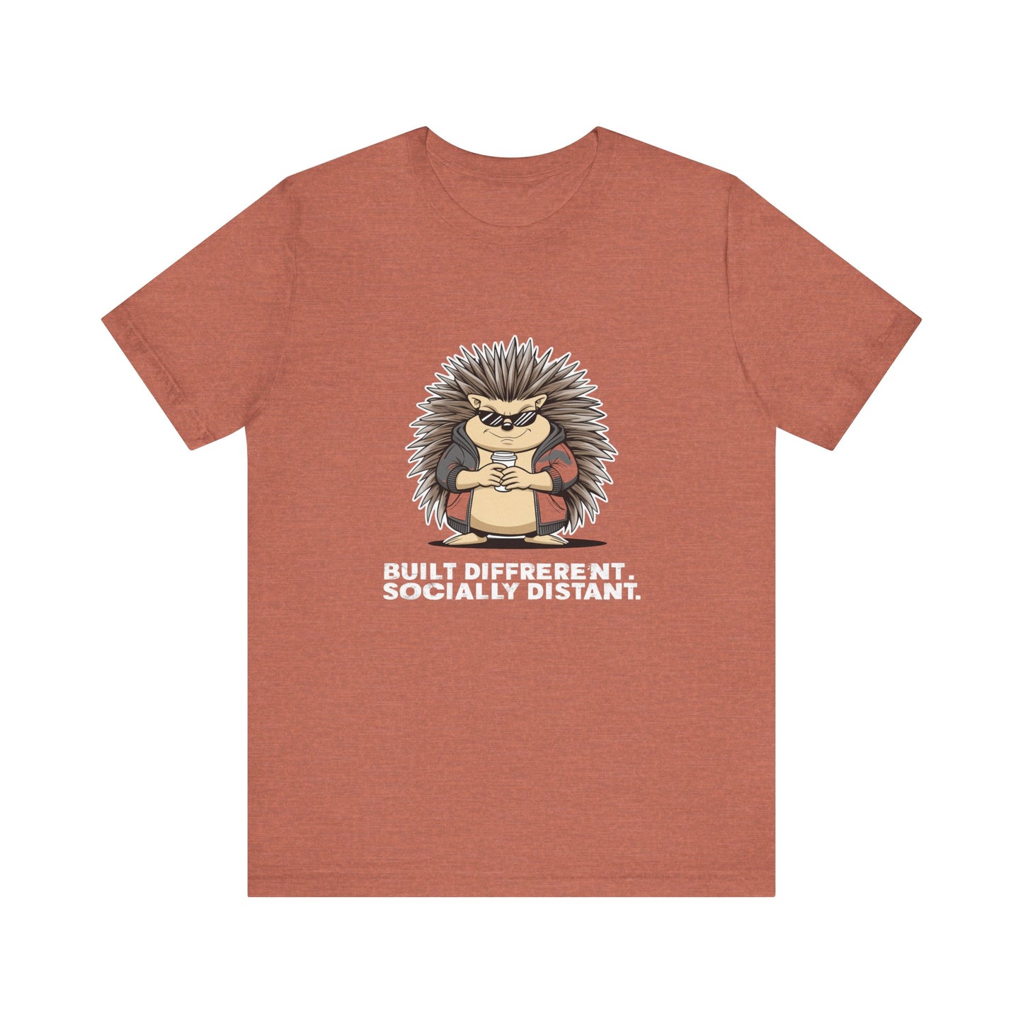 Quirky Socially Distant Tee, Graphic Tee, Casual Wear, Gift for Friends, Unisex T-Shirt, Hedgehog Humor Shirt