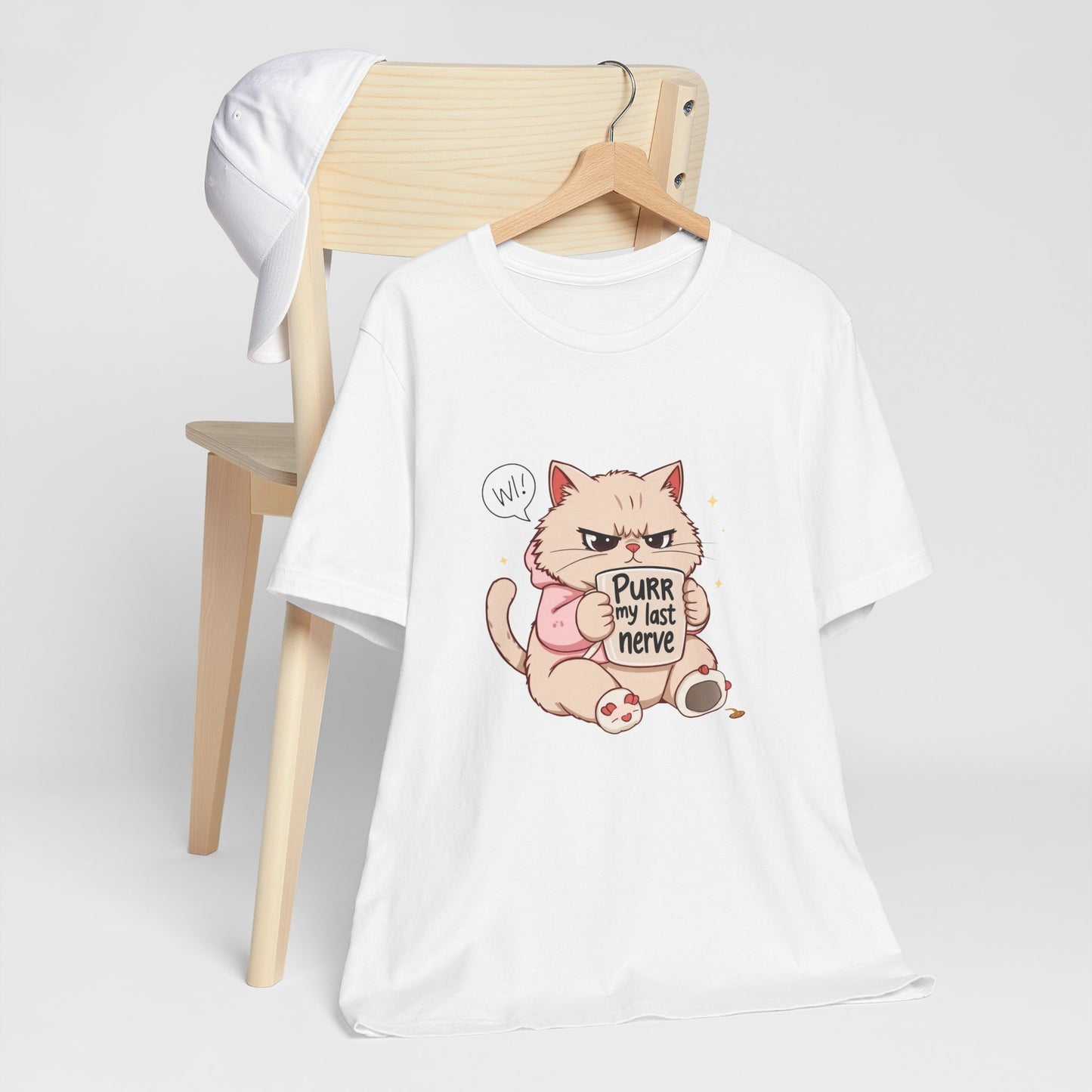 Funny Cat Tee - "Purr My Last Nerve" Unisex Jersey T-Shirt, Cute Animal Shirt, Gift for Cat Lovers, Birthday Gift, Humor Apparel