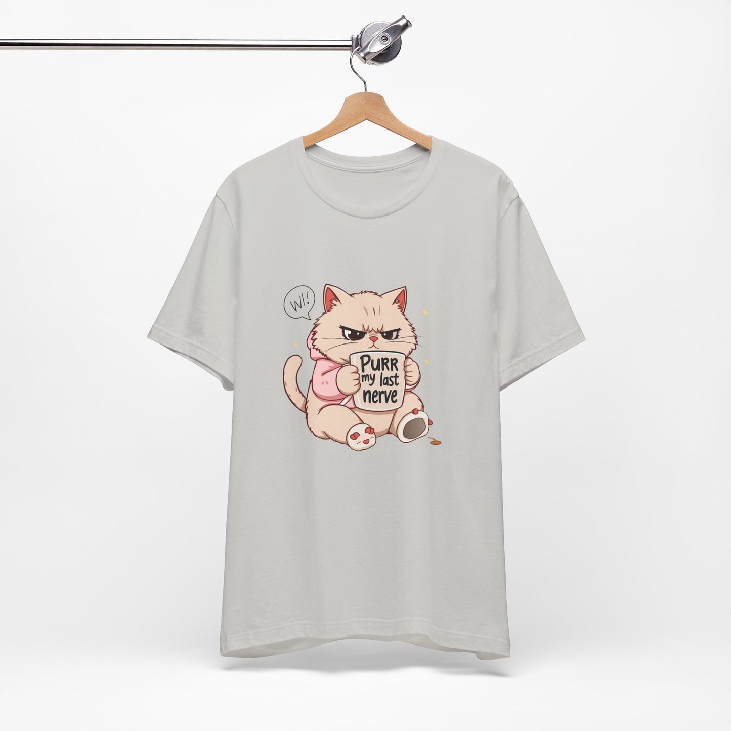 Funny Cat Tee - "Purr My Last Nerve" Unisex Jersey T-Shirt, Cute Animal Shirt, Gift for Cat Lovers, Birthday Gift, Humor Apparel