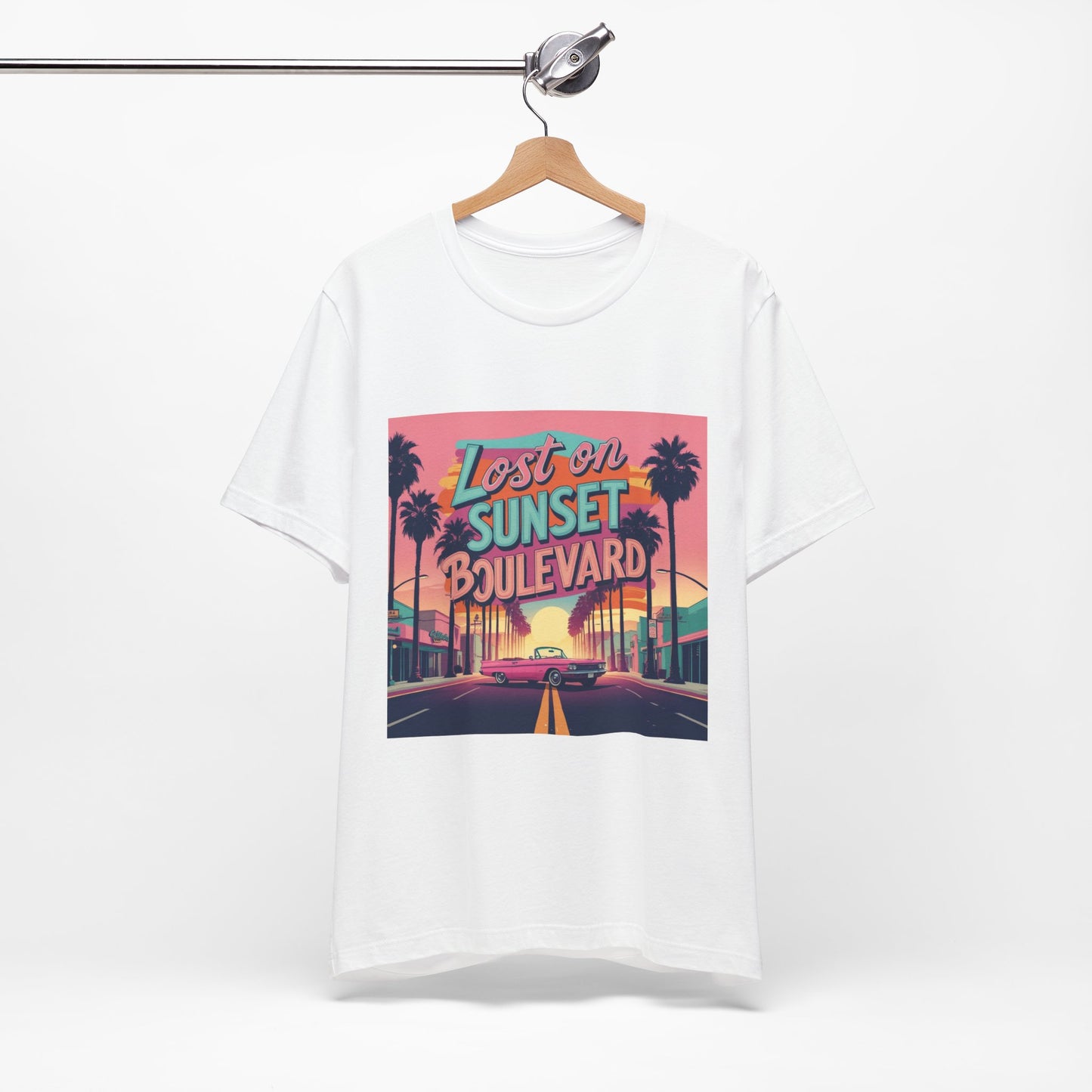 Retro Sunset Boulevard Tee - Unisex Jersey Short Sleeve T-Shirt, Vintage Vibe, Perfect for Summer, Road Trip Gift, Casual Wear, Beach Days