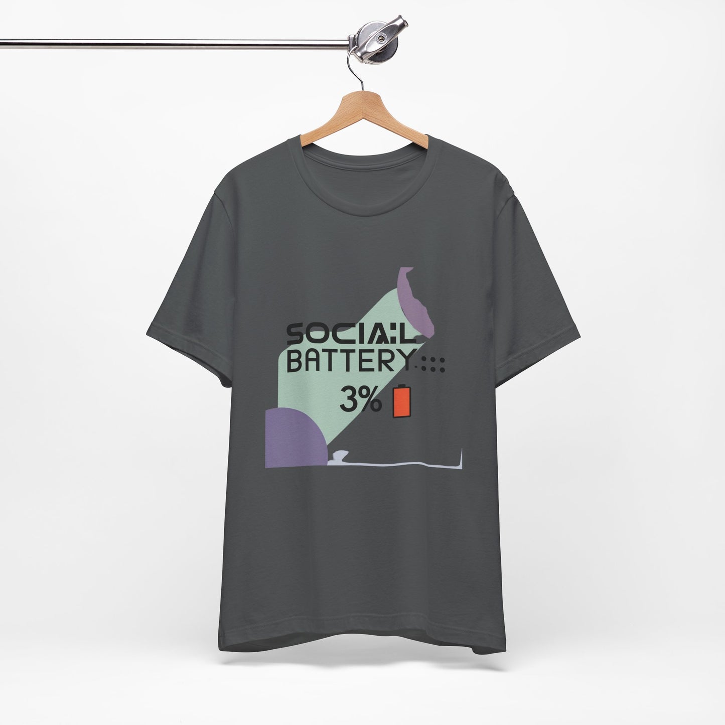 Social Battery 3% Unisex Tee, Perfect Gift for Friends, Casual Style, Graphic Tee, Party Wear, Social Media Lover Shirt