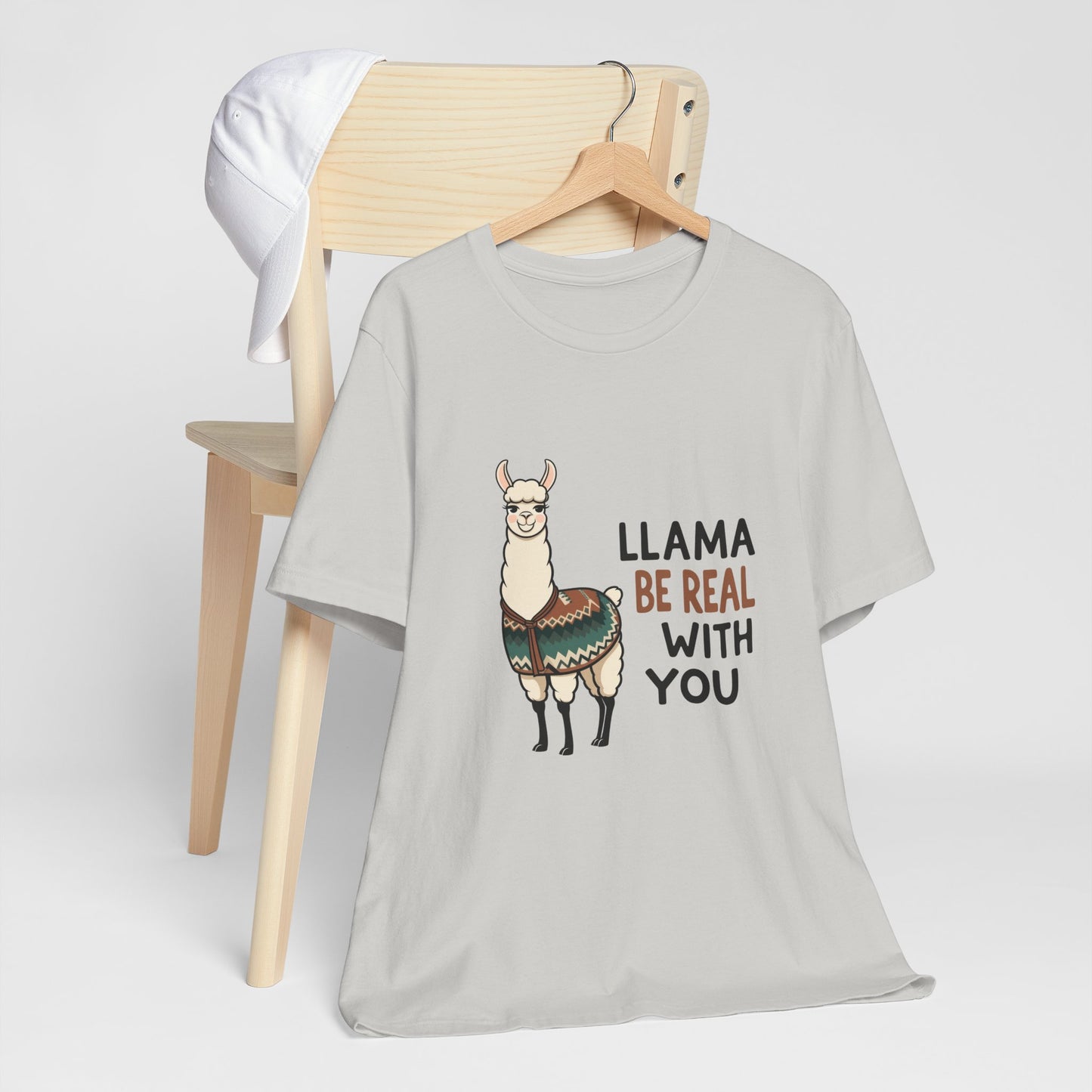 Llama Graphic Tee - Be Real With You - Cute Animal T-Shirt, Funny Shirt for Animal Lovers, Ideal Gift for Friends, Casual Wear