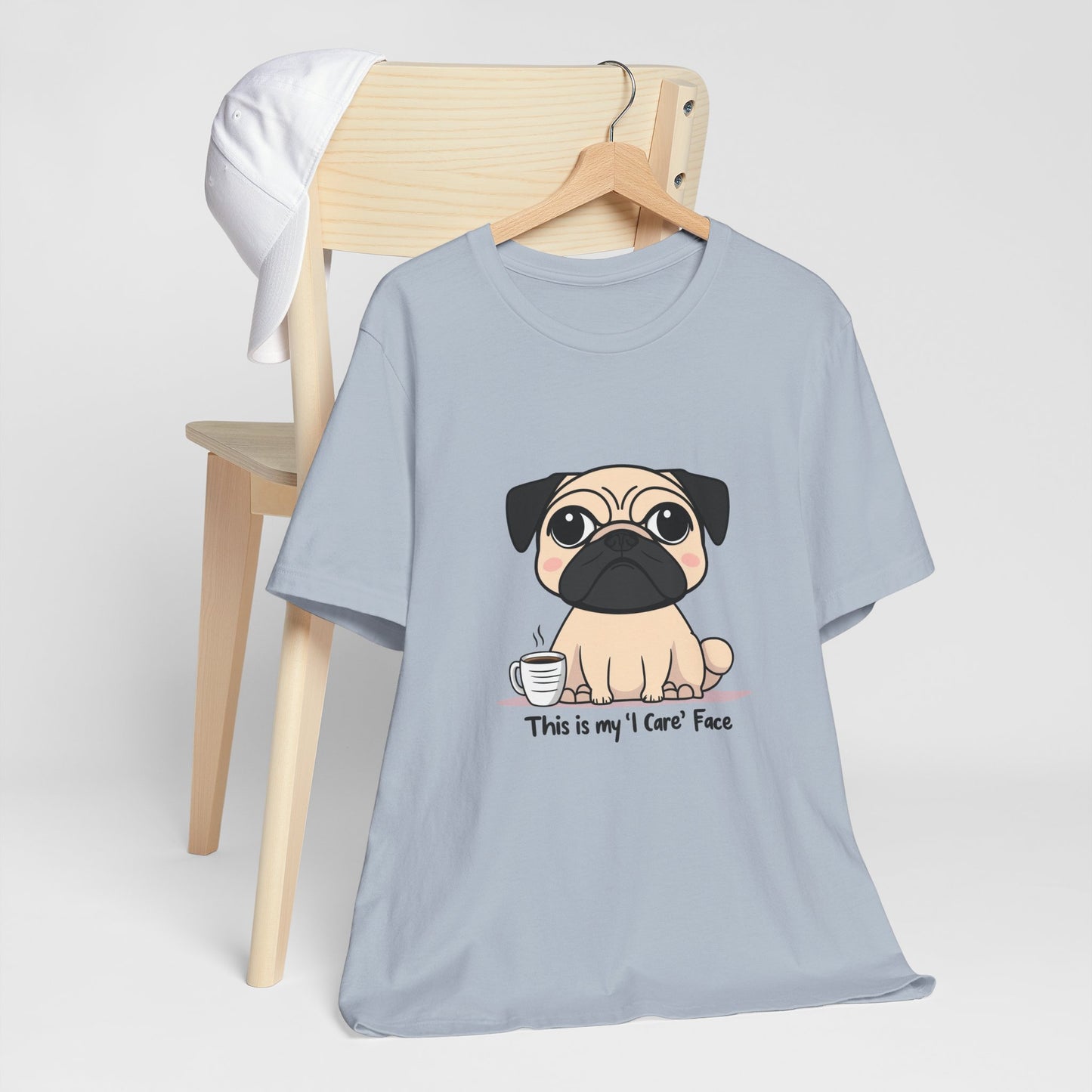 Cute Pug Tee - This is my 'I Care' Face T-Shirt, Dog Lover Gift, Animal Lover Apparel, Funny Pet T-Shirt, Casual Everyday Wear