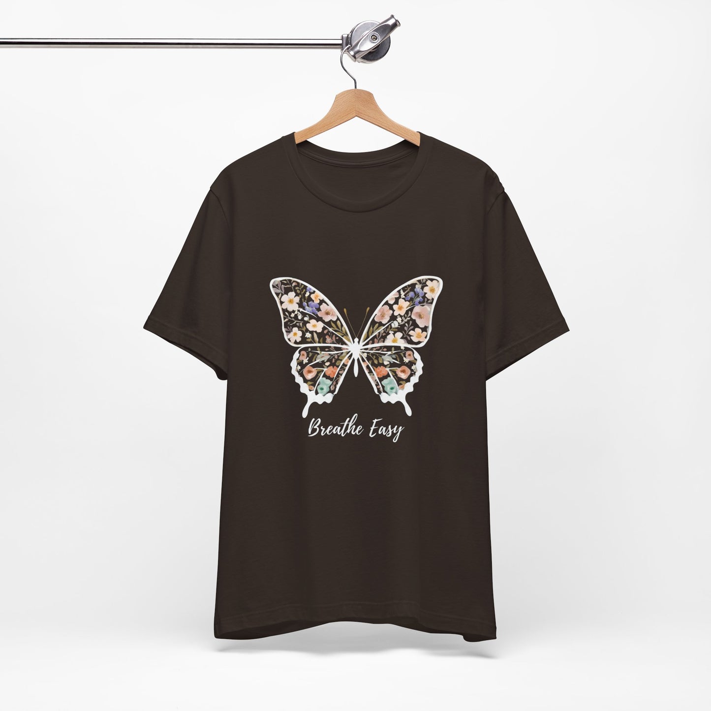 Floral Butterfly 'Breathe Easy' Tee - Relaxed Fit Unisex T-Shirt, Gift for Nature Lovers, Inspirational Shirt, Casual Wear, Summer Top