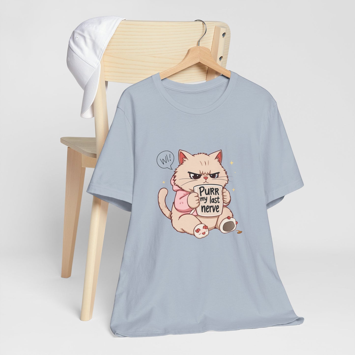 Funny Cat Tee - "Purr My Last Nerve" Unisex Jersey T-Shirt, Cute Animal Shirt, Gift for Cat Lovers, Birthday Gift, Humor Apparel