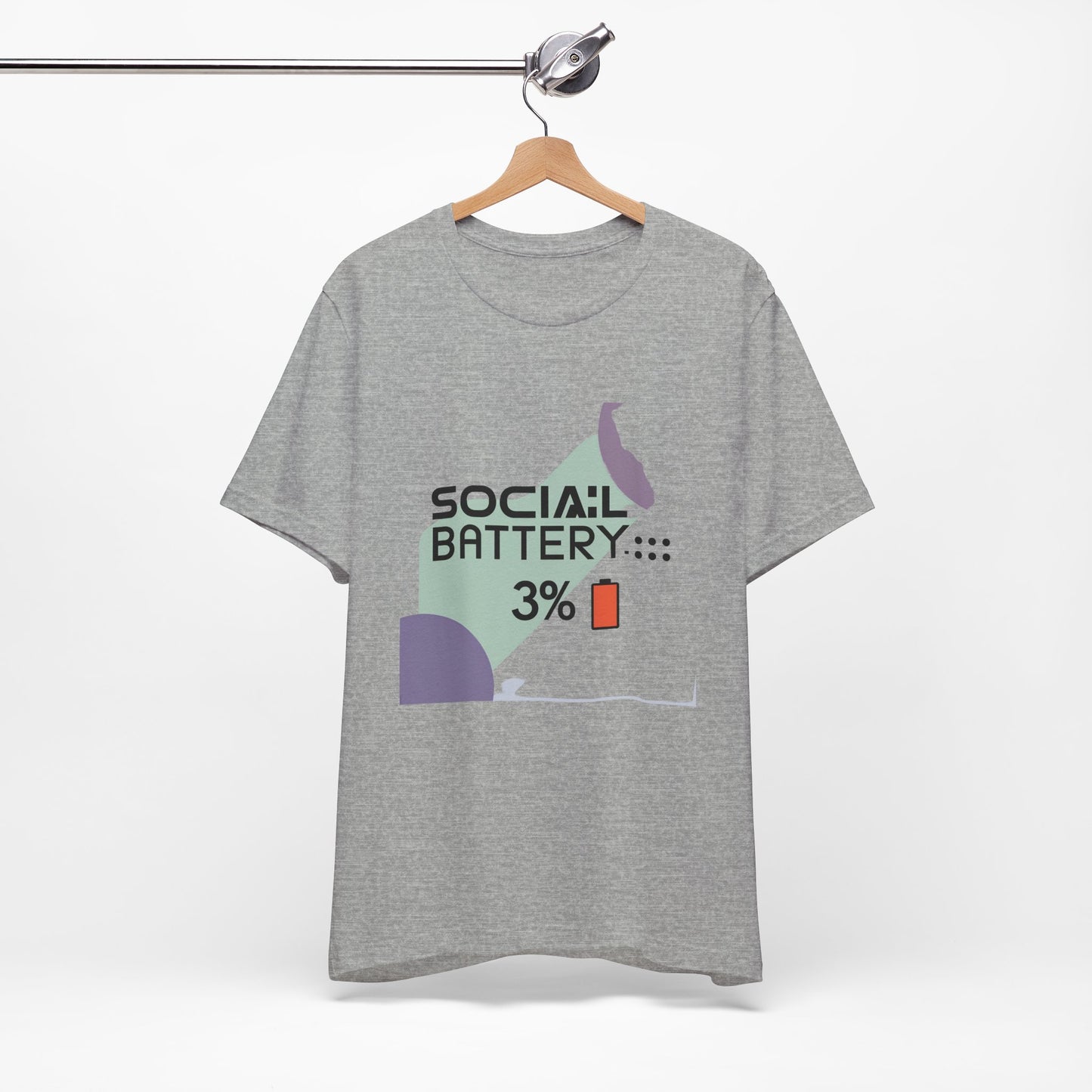 Social Battery 3% Unisex Tee, Perfect Gift for Friends, Casual Style, Graphic Tee, Party Wear, Social Media Lover Shirt