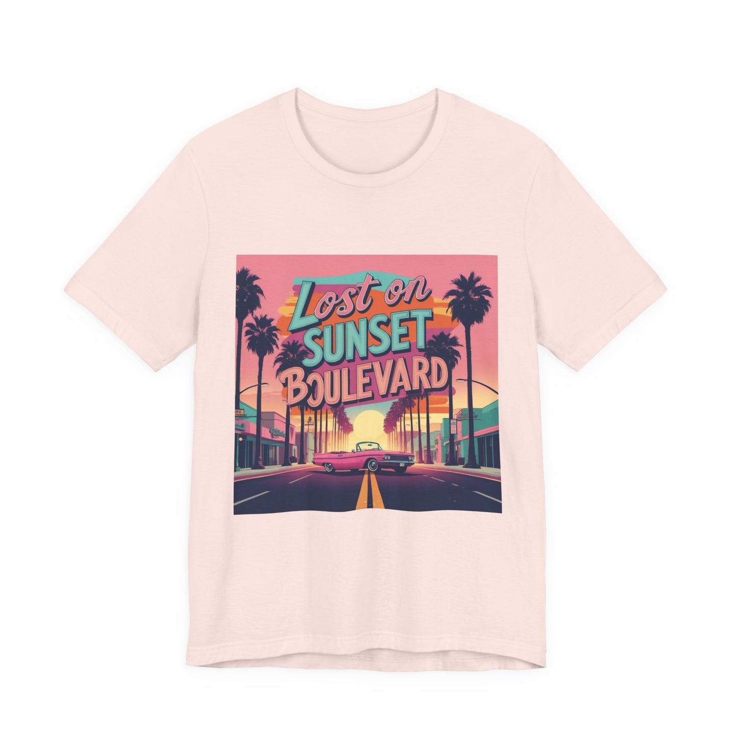 Retro Sunset Boulevard Tee - Unisex Jersey Short Sleeve T-Shirt, Vintage Vibe, Perfect for Summer, Road Trip Gift, Casual Wear, Beach Days