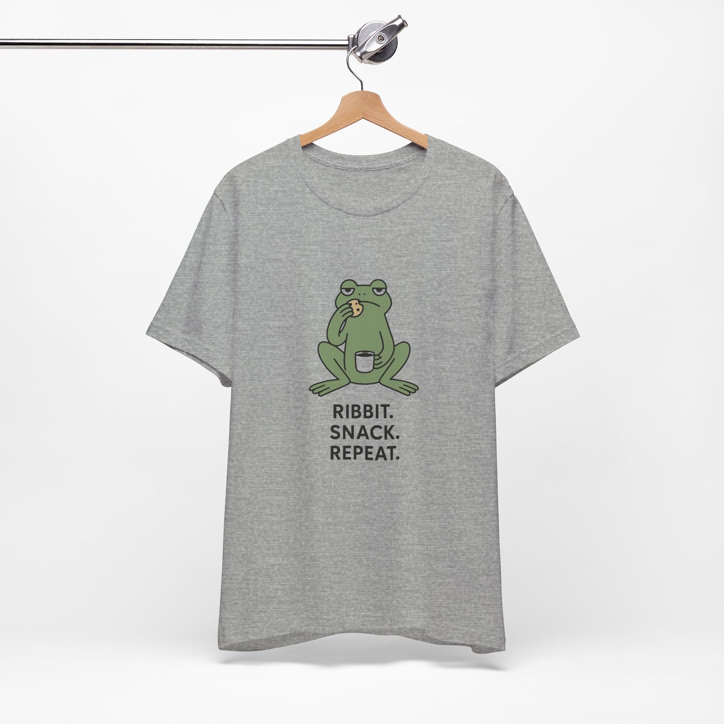 Frog Snack Vibes Unisex Tee - Fun Casual Shirt for Nature Lovers, Ribbit Snack Repeat Tee, Gift for Frog Enthusiasts, Eco-Friendly Fashion