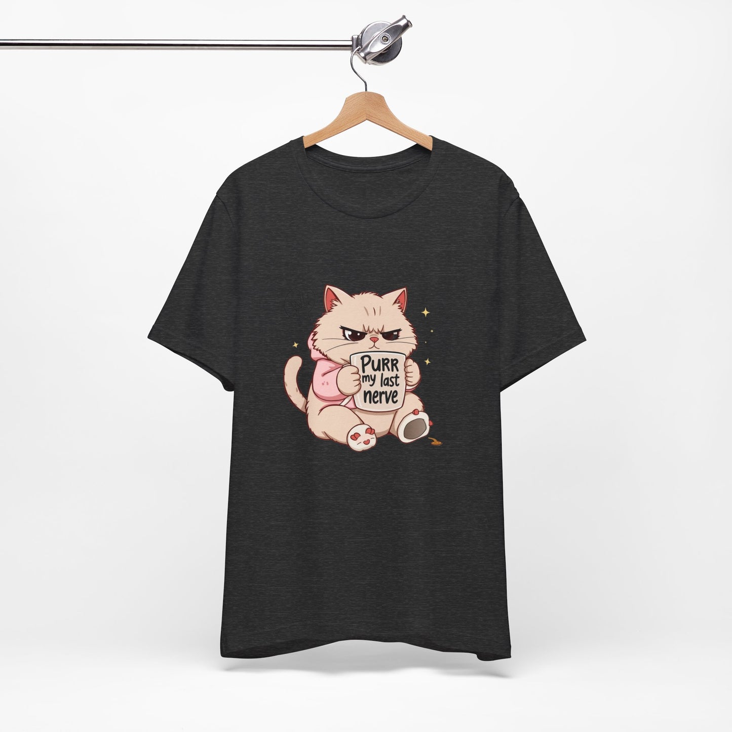 Funny Cat Tee - "Purr My Last Nerve" Unisex Jersey T-Shirt, Cute Animal Shirt, Gift for Cat Lovers, Birthday Gift, Humor Apparel