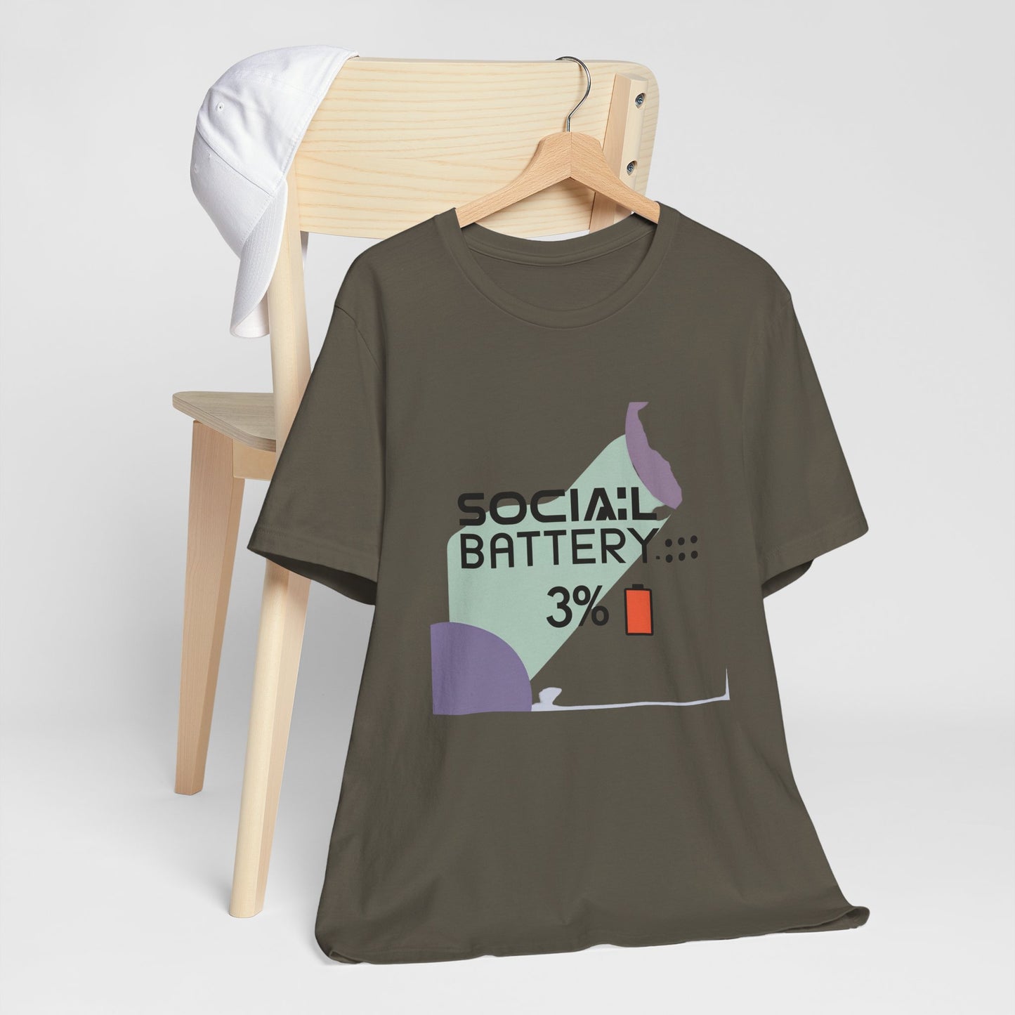 Social Battery 3% Unisex Tee, Perfect Gift for Friends, Casual Style, Graphic Tee, Party Wear, Social Media Lover Shirt