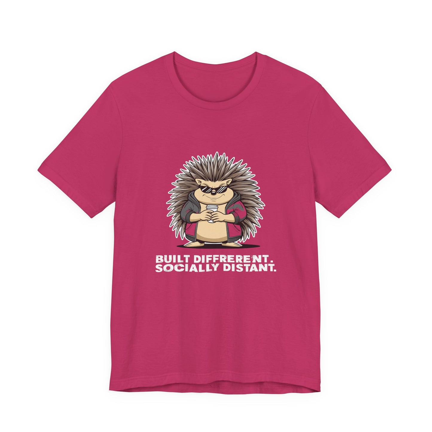 Quirky Socially Distant Tee, Graphic Tee, Casual Wear, Gift for Friends, Unisex T-Shirt, Hedgehog Humor Shirt