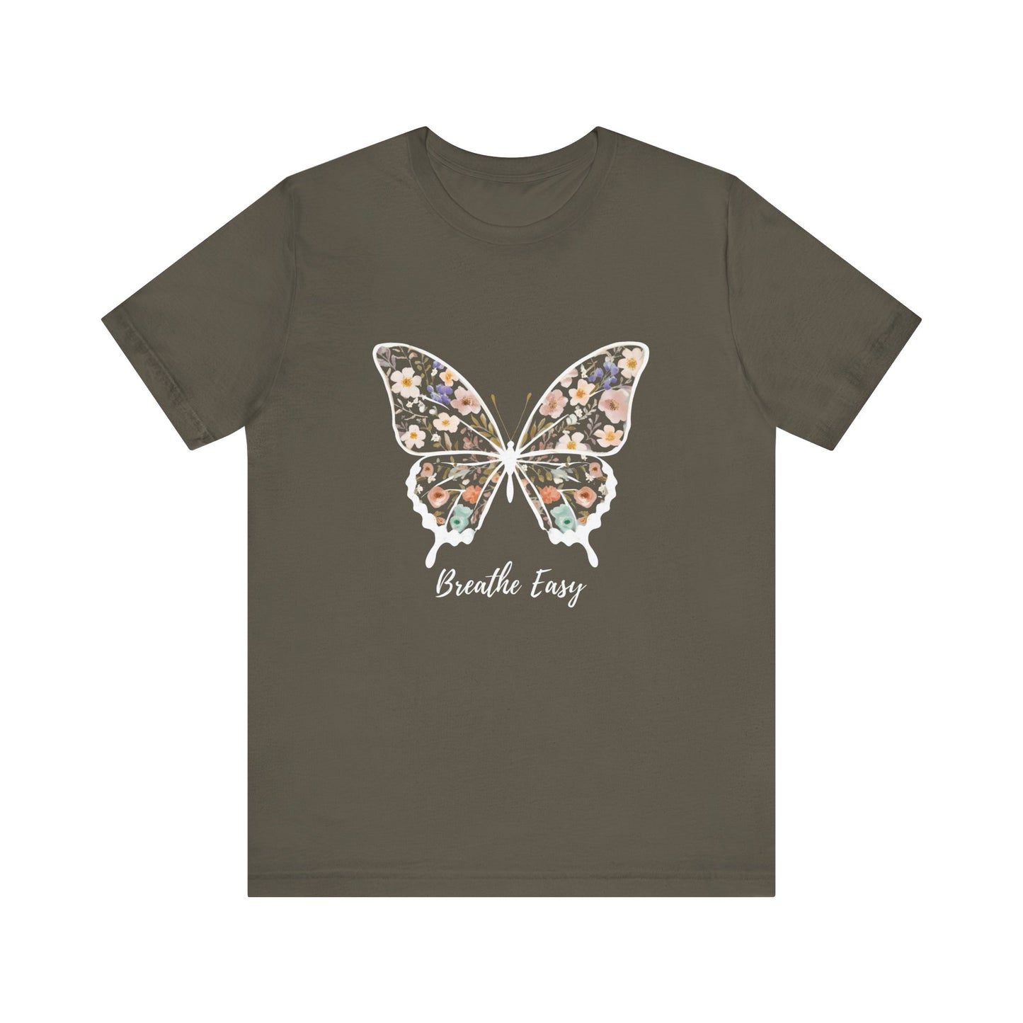 Floral Butterfly 'Breathe Easy' Tee - Relaxed Fit Unisex T-Shirt, Gift for Nature Lovers, Inspirational Shirt, Casual Wear, Summer Top