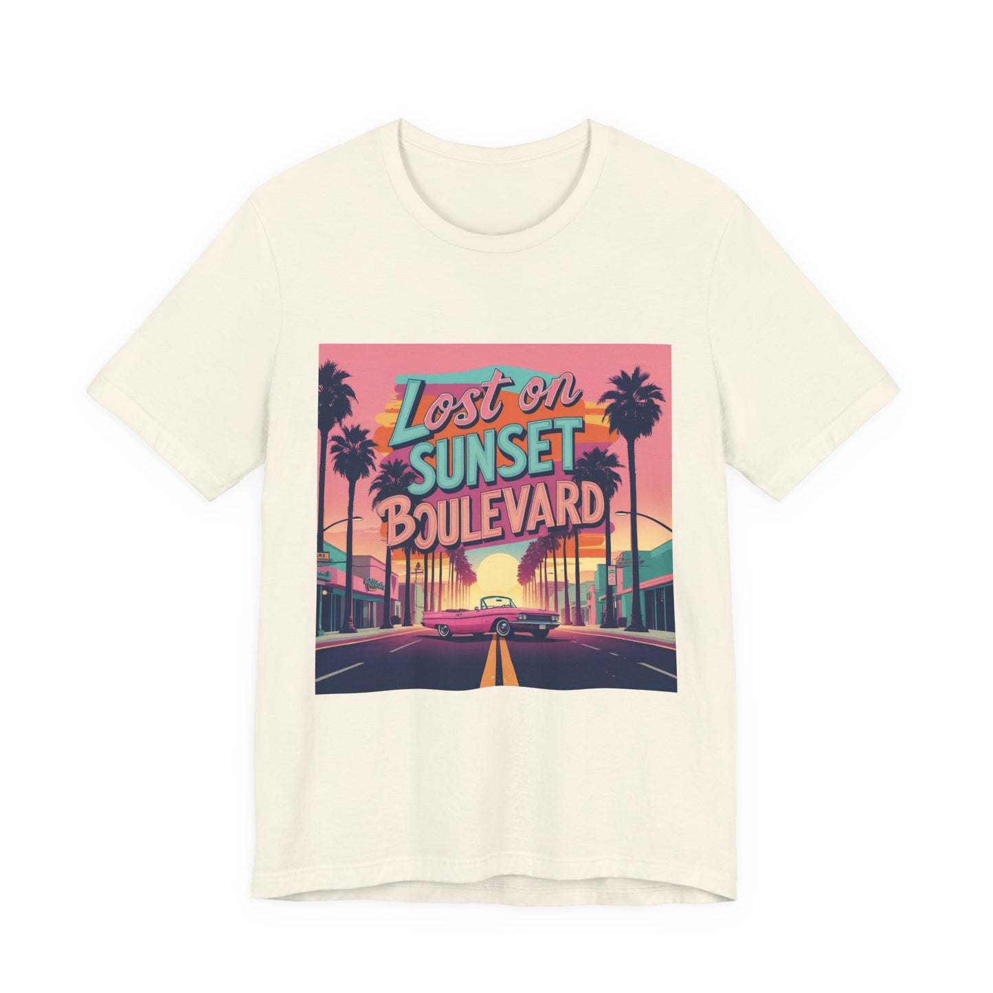 Retro Sunset Boulevard Tee - Unisex Jersey Short Sleeve T-Shirt, Vintage Vibe, Perfect for Summer, Road Trip Gift, Casual Wear, Beach Days