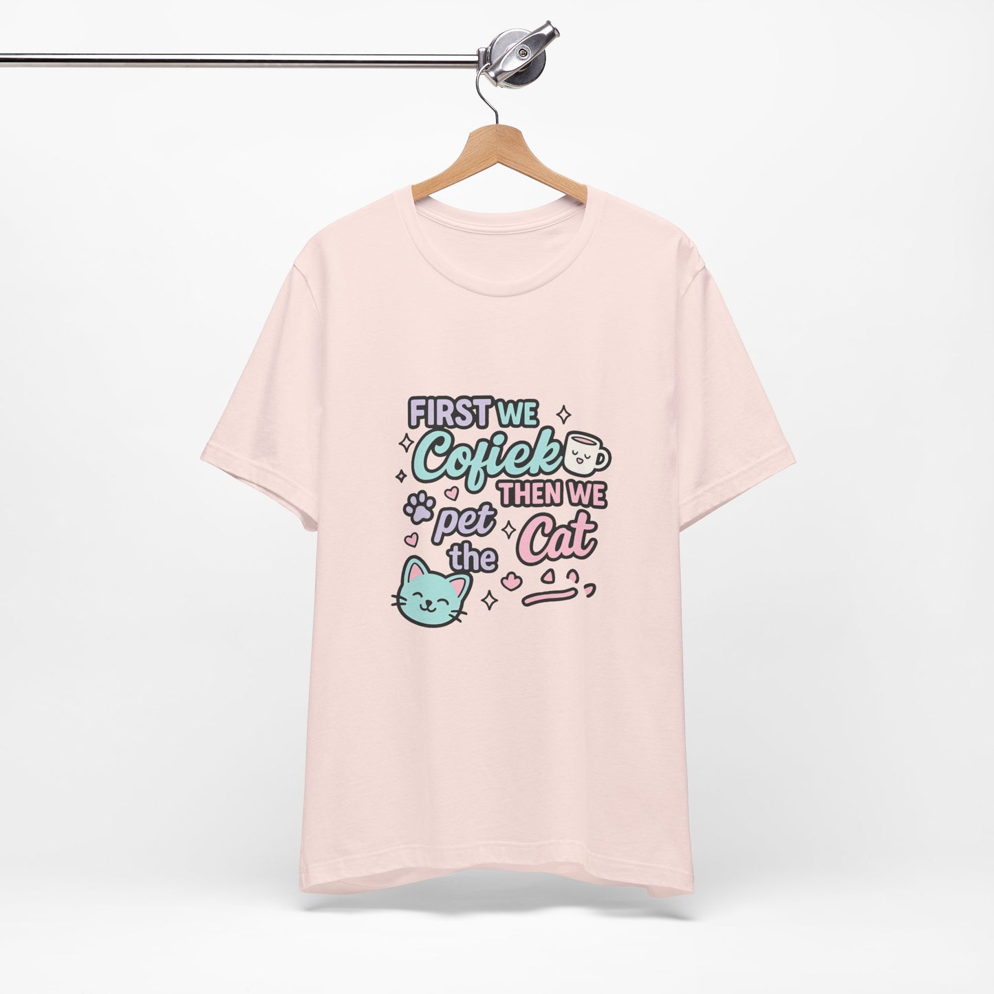 Cute Cat Lover Tee, Coffee Shirt, Pet Lover Gift, Animal Shirt, Cat Lover Apparel, Unisex T-Shirt