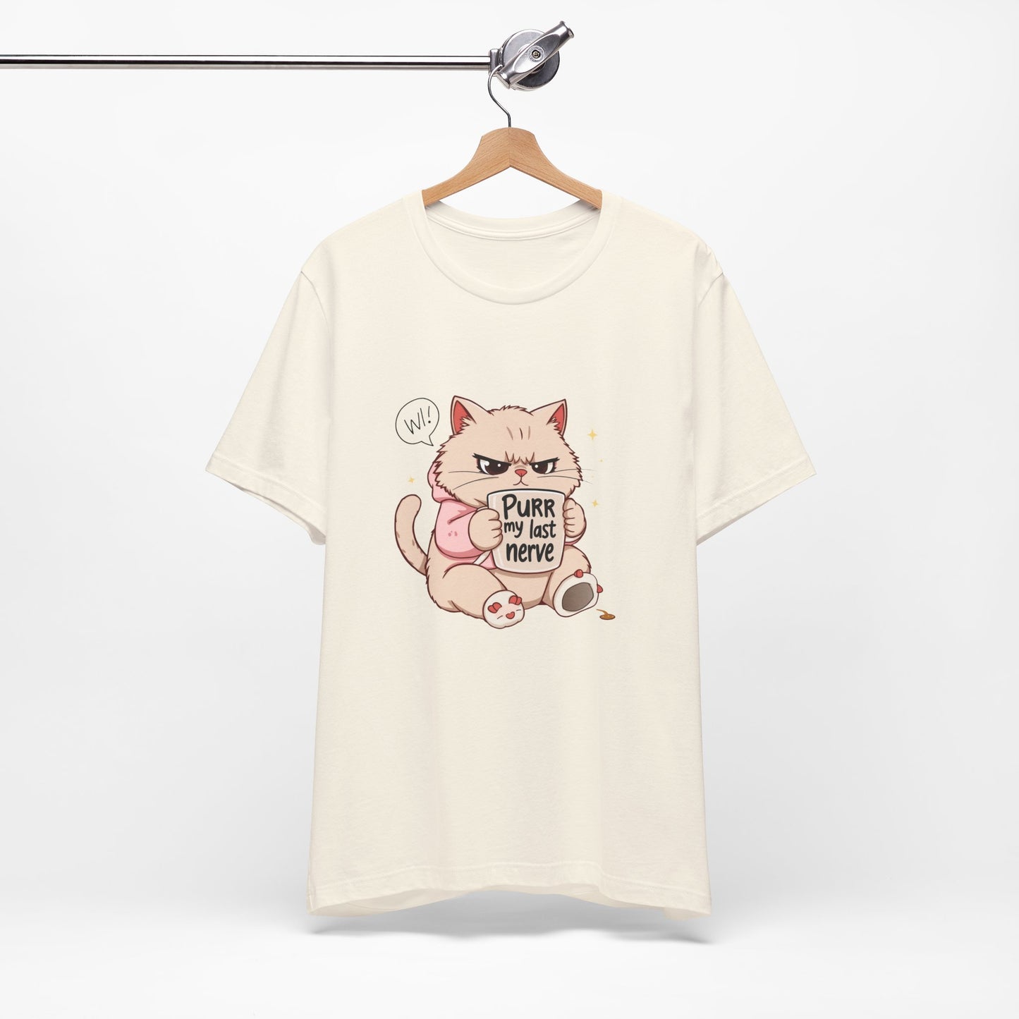 Funny Cat Tee - "Purr My Last Nerve" Unisex Jersey T-Shirt, Cute Animal Shirt, Gift for Cat Lovers, Birthday Gift, Humor Apparel