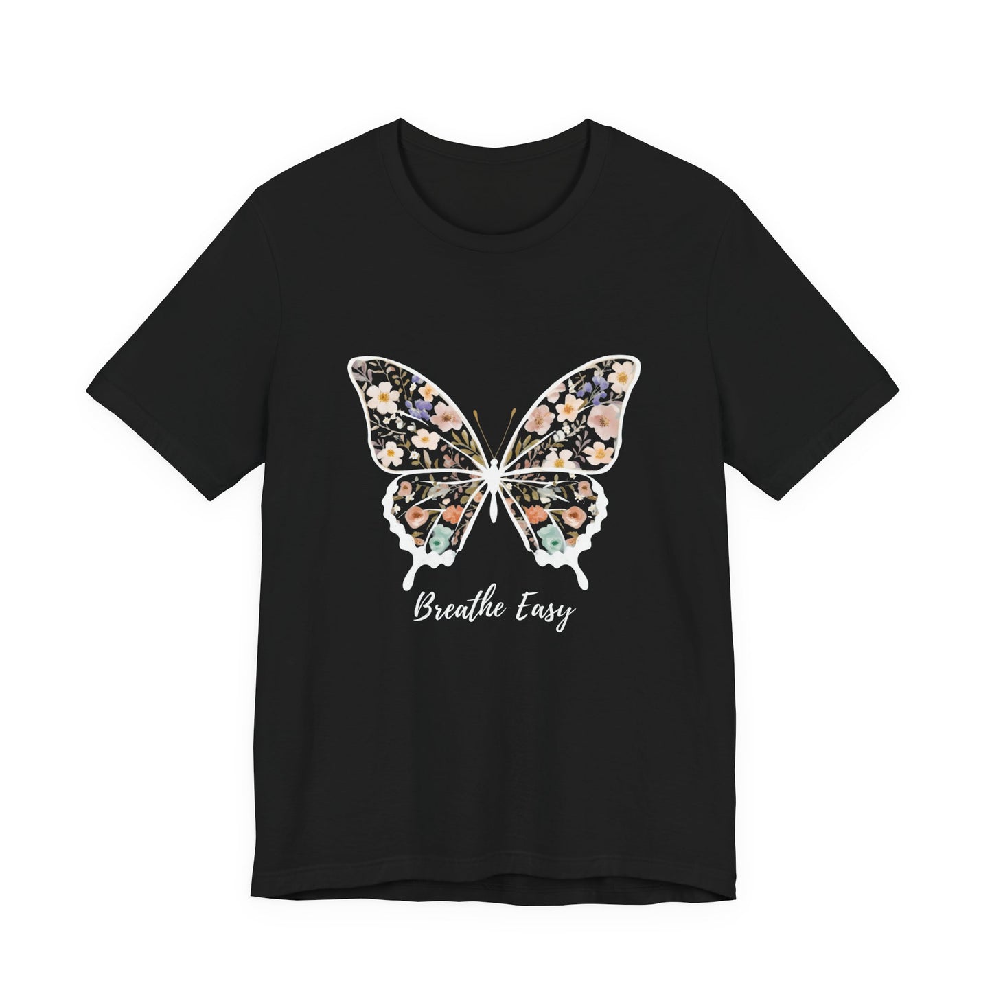 Floral Butterfly 'Breathe Easy' Tee - Relaxed Fit Unisex T-Shirt, Gift for Nature Lovers, Inspirational Shirt, Casual Wear, Summer Top