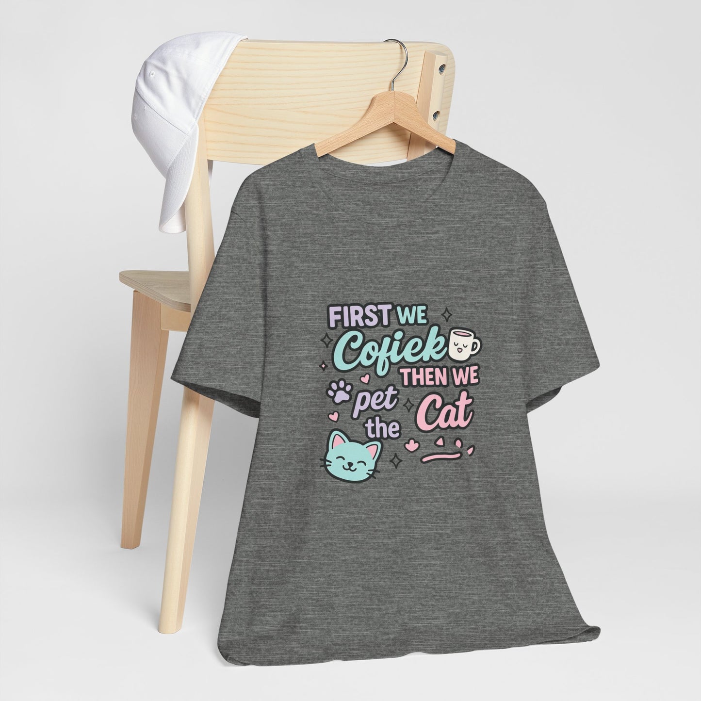 Cute Cat Lover Tee, Coffee Shirt, Pet Lover Gift, Animal Shirt, Cat Lover Apparel, Unisex T-Shirt