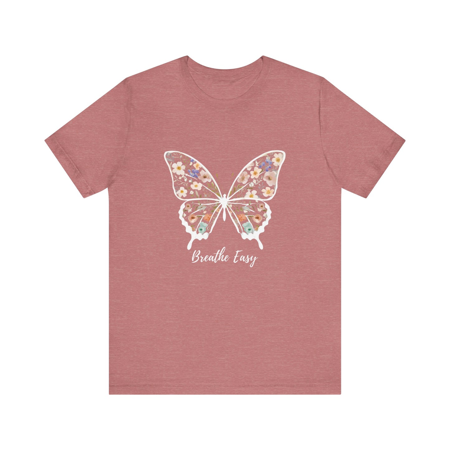 Floral Butterfly 'Breathe Easy' Tee - Relaxed Fit Unisex T-Shirt, Gift for Nature Lovers, Inspirational Shirt, Casual Wear, Summer Top