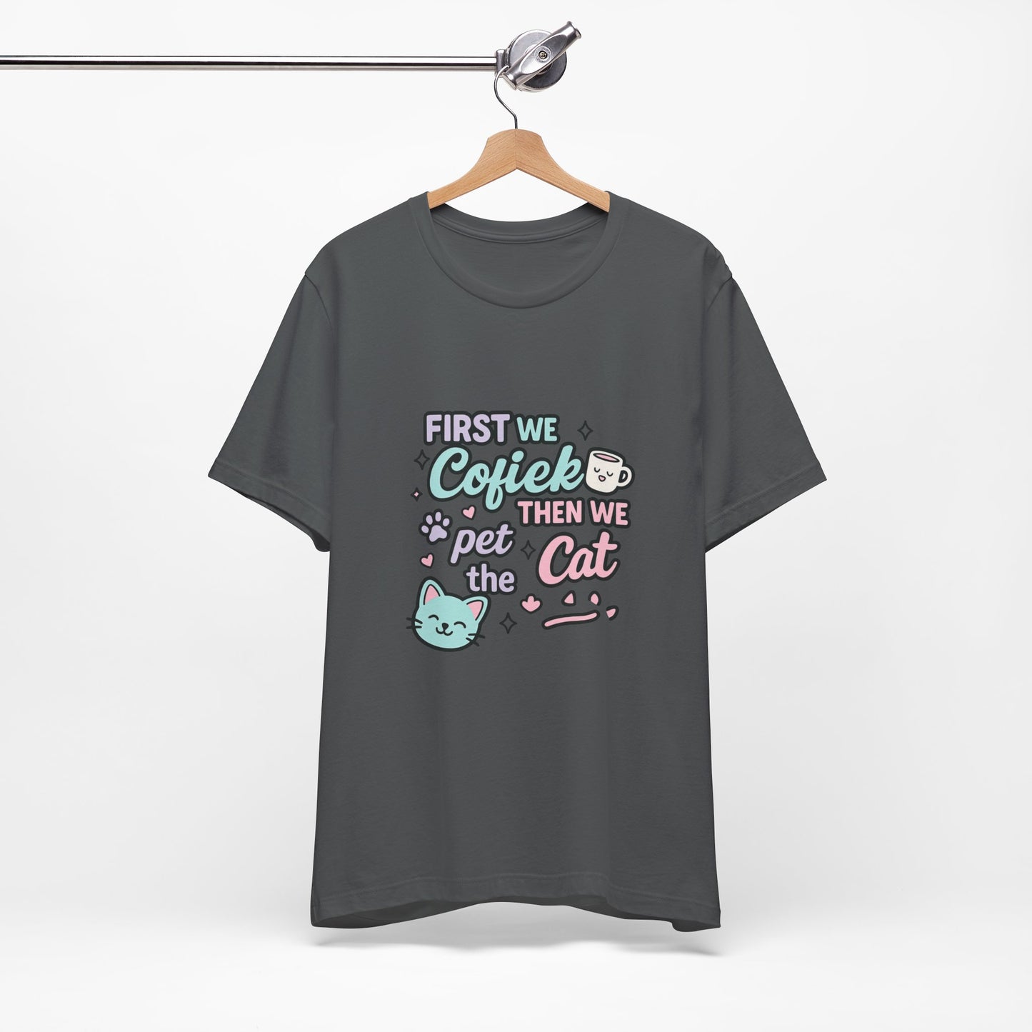 Cute Cat Lover Tee, Coffee Shirt, Pet Lover Gift, Animal Shirt, Cat Lover Apparel, Unisex T-Shirt