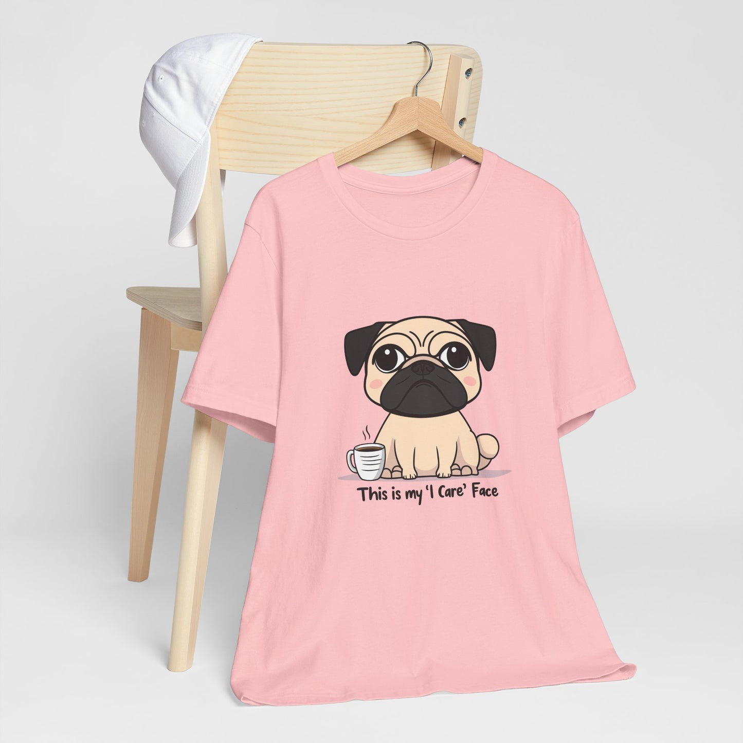 Cute Pug Tee - This is my 'I Care' Face T-Shirt, Dog Lover Gift, Animal Lover Apparel, Funny Pet T-Shirt, Casual Everyday Wear