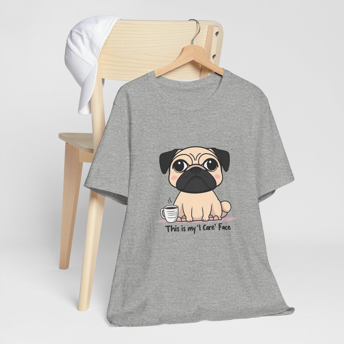 Cute Pug Tee - This is my 'I Care' Face T-Shirt, Dog Lover Gift, Animal Lover Apparel, Funny Pet T-Shirt, Casual Everyday Wear