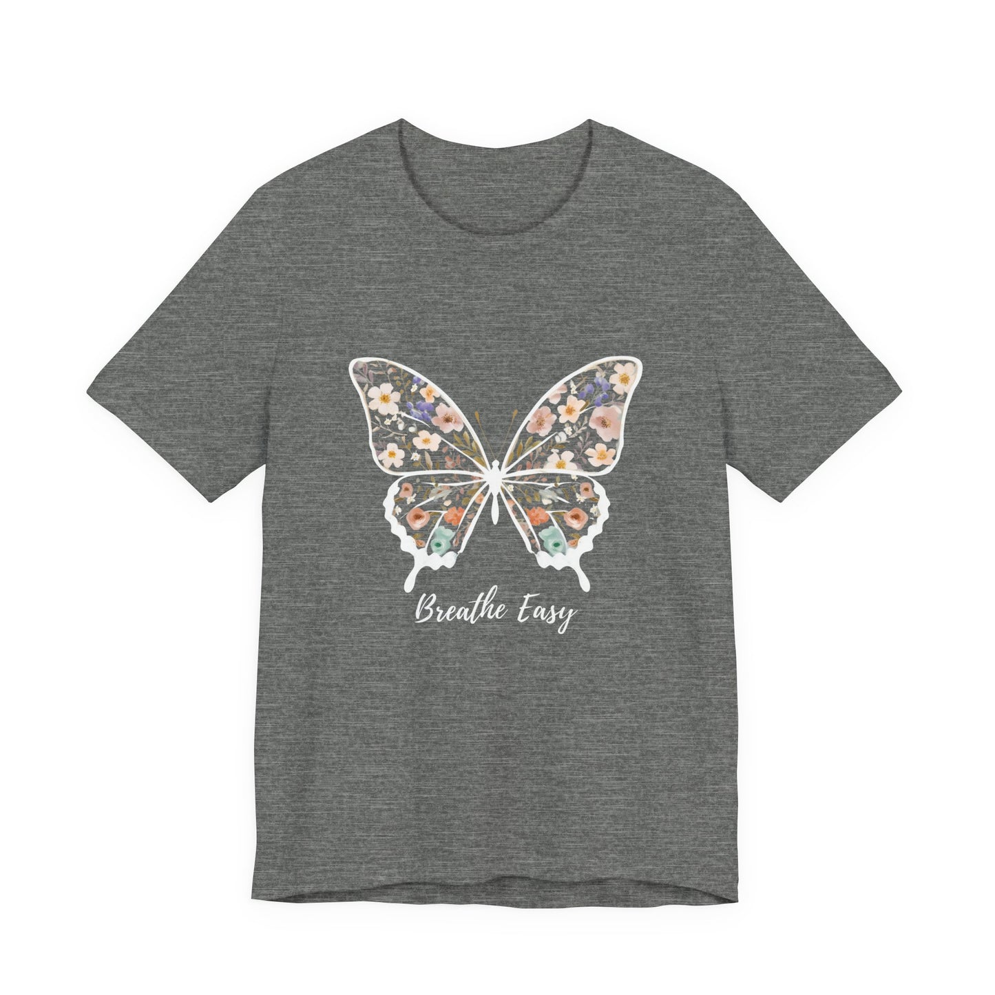 Floral Butterfly 'Breathe Easy' Tee - Relaxed Fit Unisex T-Shirt, Gift for Nature Lovers, Inspirational Shirt, Casual Wear, Summer Top