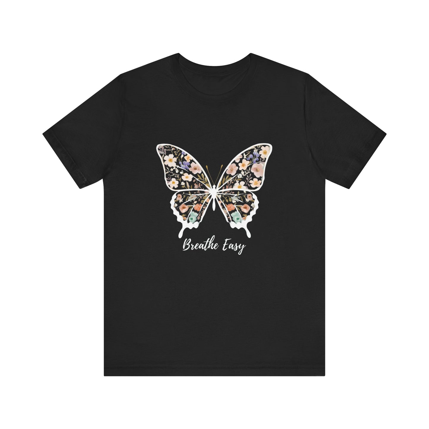 Floral Butterfly 'Breathe Easy' Tee - Relaxed Fit Unisex T-Shirt, Gift for Nature Lovers, Inspirational Shirt, Casual Wear, Summer Top
