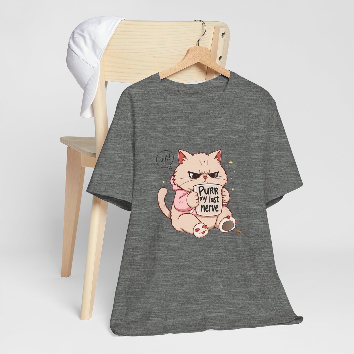 Funny Cat Tee - "Purr My Last Nerve" Unisex Jersey T-Shirt, Cute Animal Shirt, Gift for Cat Lovers, Birthday Gift, Humor Apparel