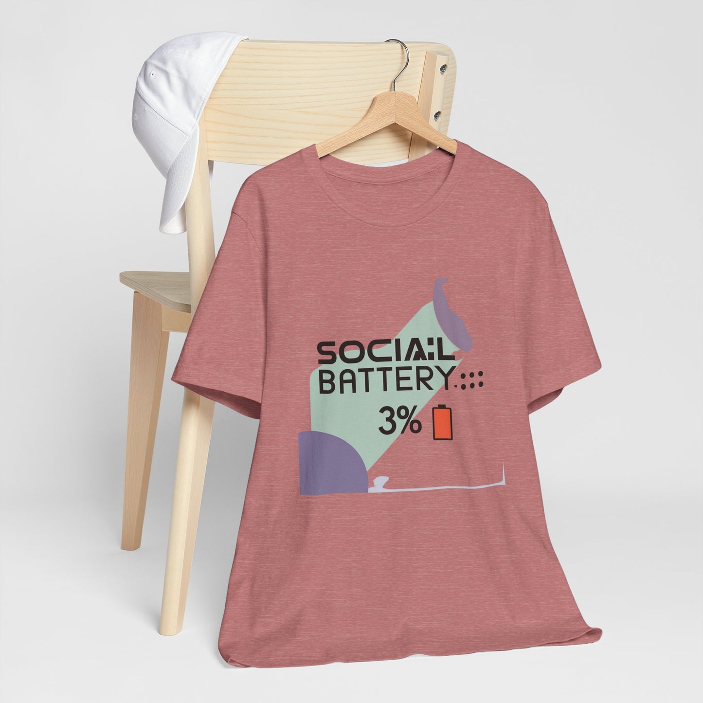 Social Battery 3% Unisex Tee, Perfect Gift for Friends, Casual Style, Graphic Tee, Party Wear, Social Media Lover Shirt