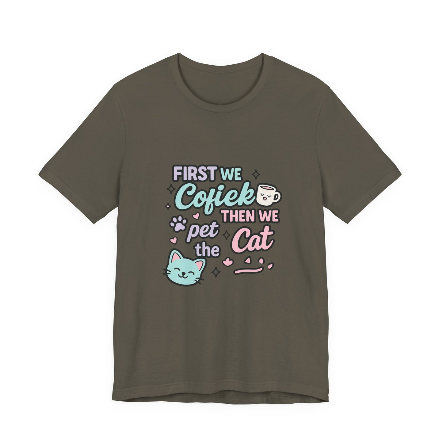Cute Cat Lover Tee, Coffee Shirt, Pet Lover Gift, Animal Shirt, Cat Lover Apparel, Unisex T-Shirt