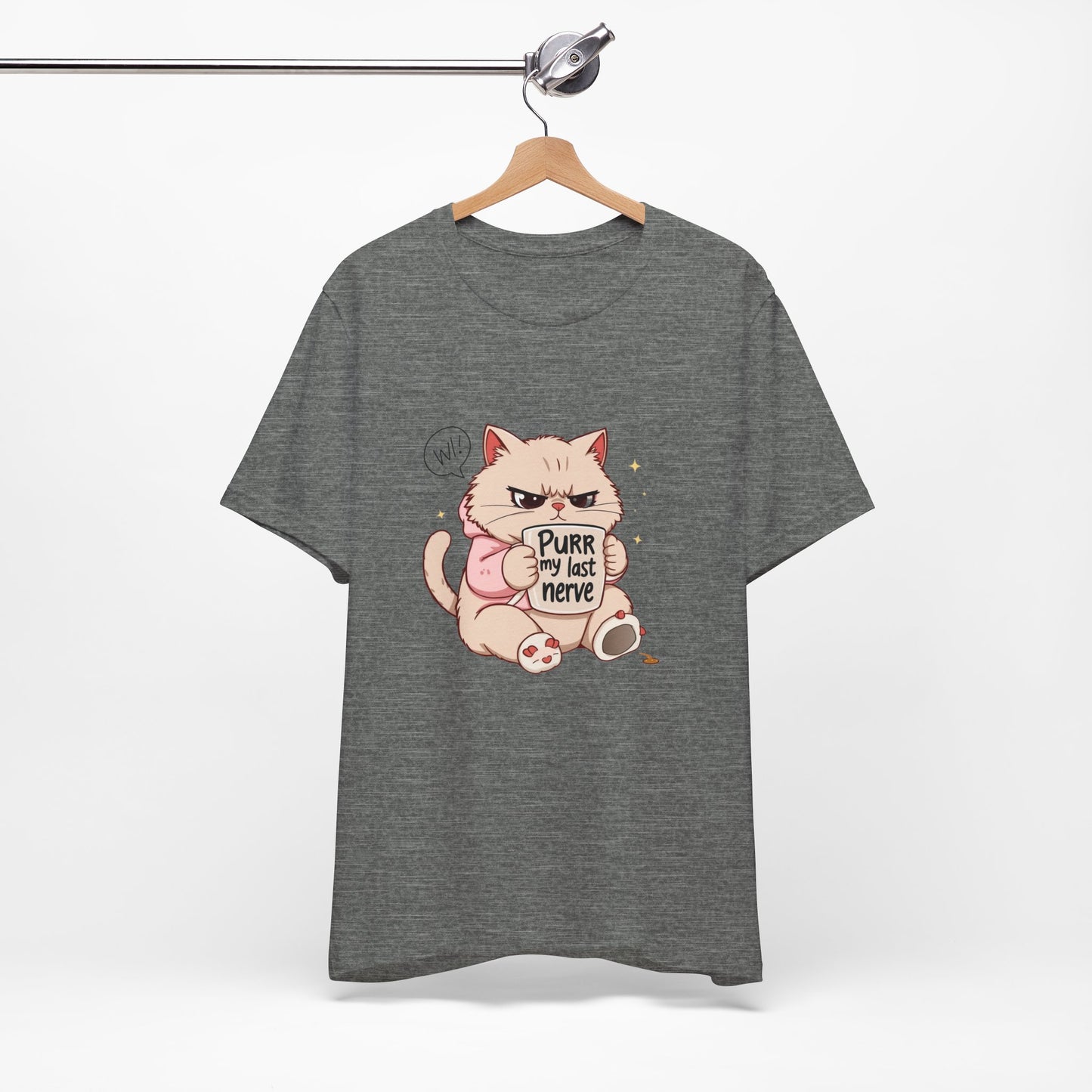 Funny Cat Tee - "Purr My Last Nerve" Unisex Jersey T-Shirt, Cute Animal Shirt, Gift for Cat Lovers, Birthday Gift, Humor Apparel