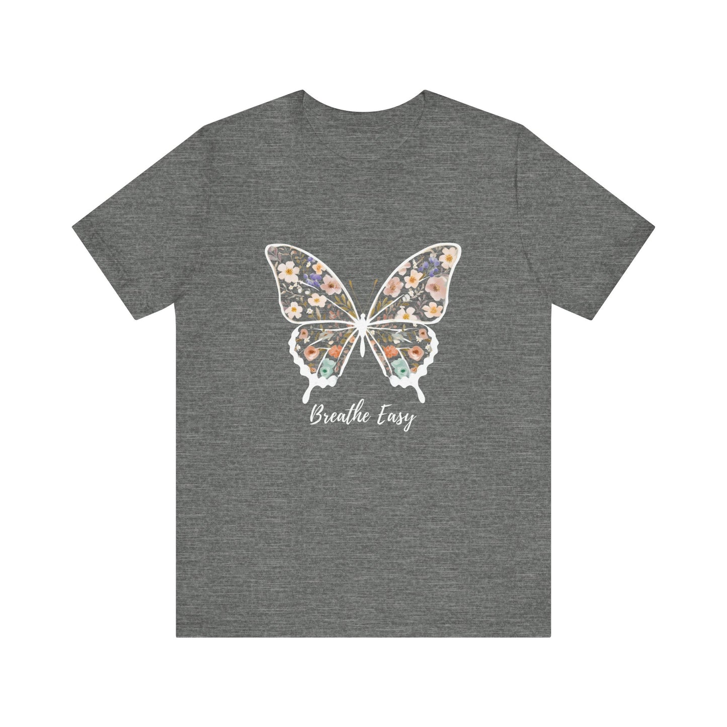 Floral Butterfly 'Breathe Easy' Tee - Relaxed Fit Unisex T-Shirt, Gift for Nature Lovers, Inspirational Shirt, Casual Wear, Summer Top