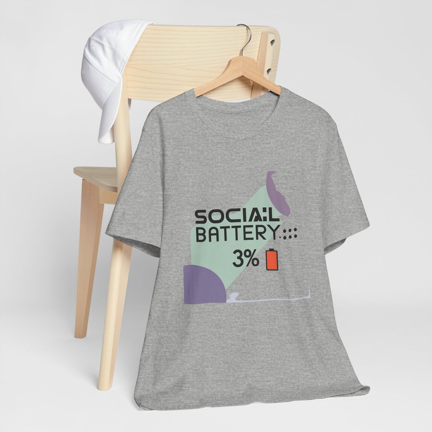 Social Battery 3% Unisex Tee, Perfect Gift for Friends, Casual Style, Graphic Tee, Party Wear, Social Media Lover Shirt