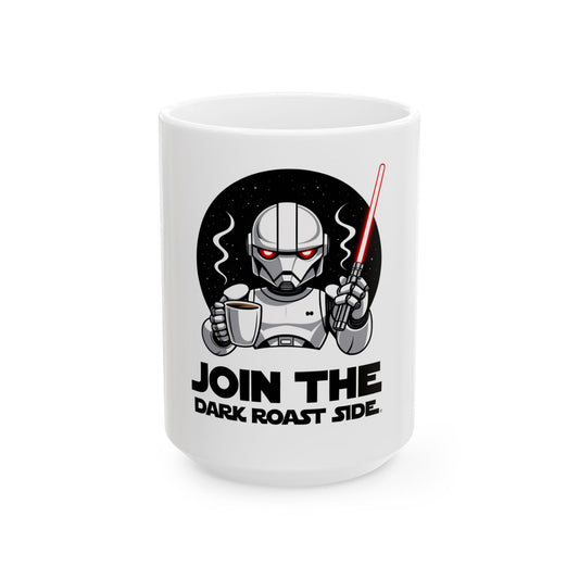 Dark Roast Side Ceramic Mug – Unique Star Wars Coffee Cup, Geek Gifts, Drinkware for Sci-Fi Fans, Fun Kitchen Decor